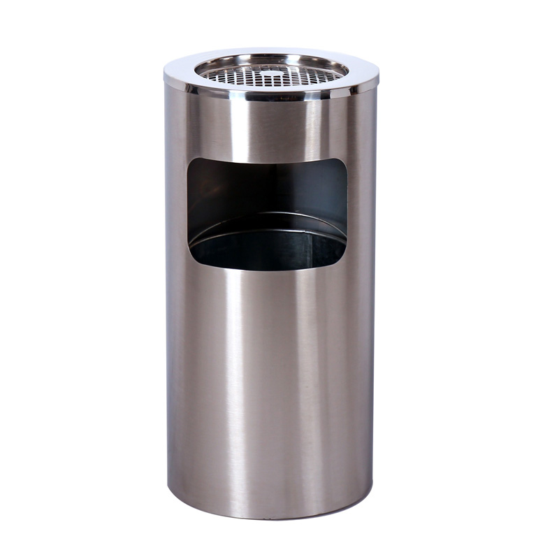 Báo giá các loại thùng rác giá rẻ nhất tại Hà Nội Thùng rác inox tròn có gạt tàn màu trằng