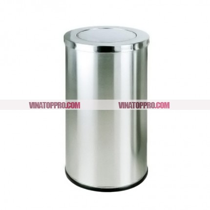 Thùng rác inox trắng nắp bập bênh