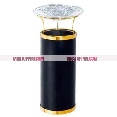 Thùng rác tròn có khay thủy tinh